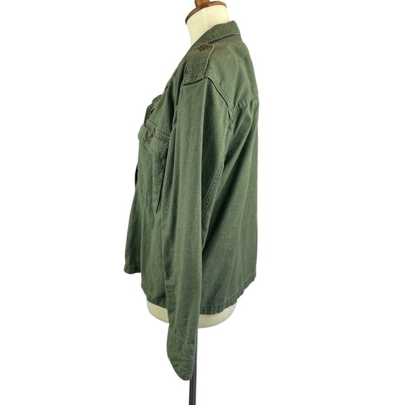 Time and Tru Cargo Jacket Linen Women’s M Army Green Shacket - Picture 2 of 8